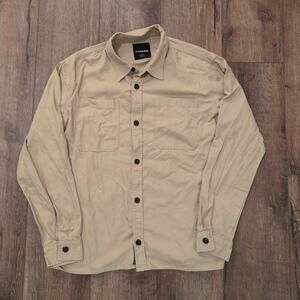 RSQ Men's Medium Chore Jacket Button Up Utility Canvas Beige Tan Khaki Skater